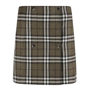 Burberry Olive Green Checked Mini Skirt - NWT